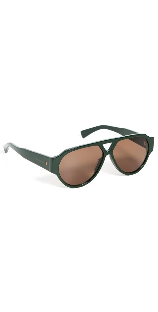 Bottega Veneta Bold Triangle Stud Pilot Sunglasses Green-Green-Brown Cover