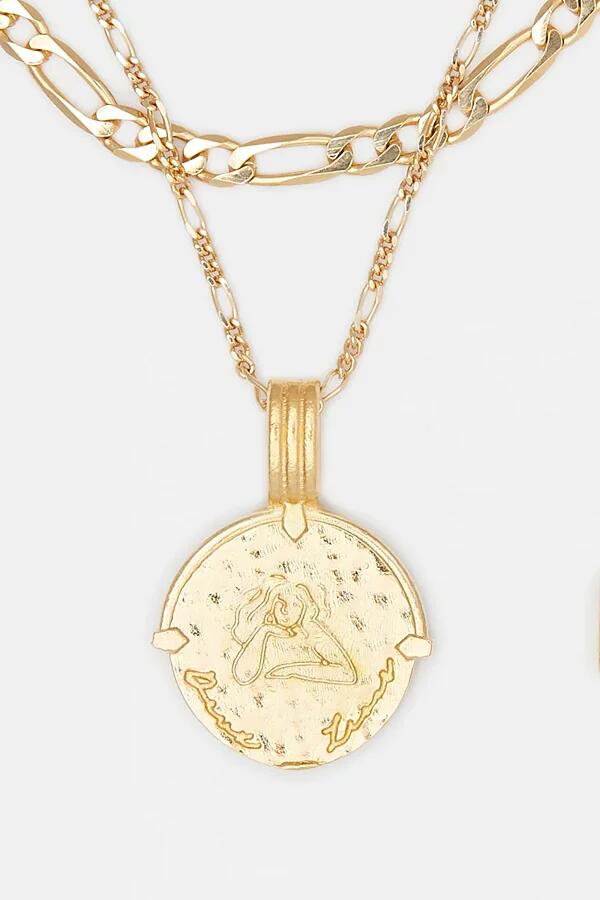 Deux Lions Jewelry Gold Sicilian Zodiac Layered Necklace in Leo Cover