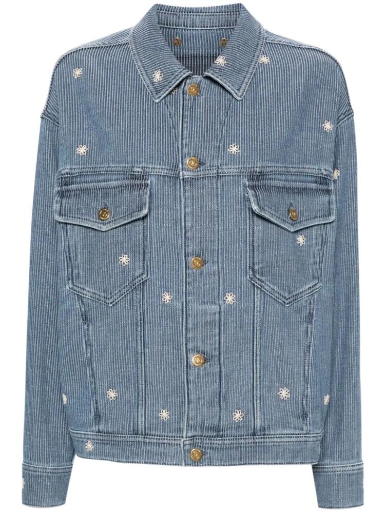 Golden Goose Babette floral-embroidered denim jacket - Blue Cover