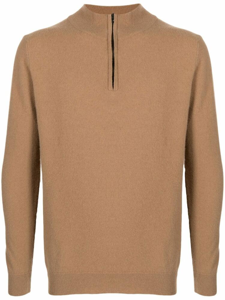 Pringle of Scotland quarter-zip merino-cashmere jumper - Brown Cover