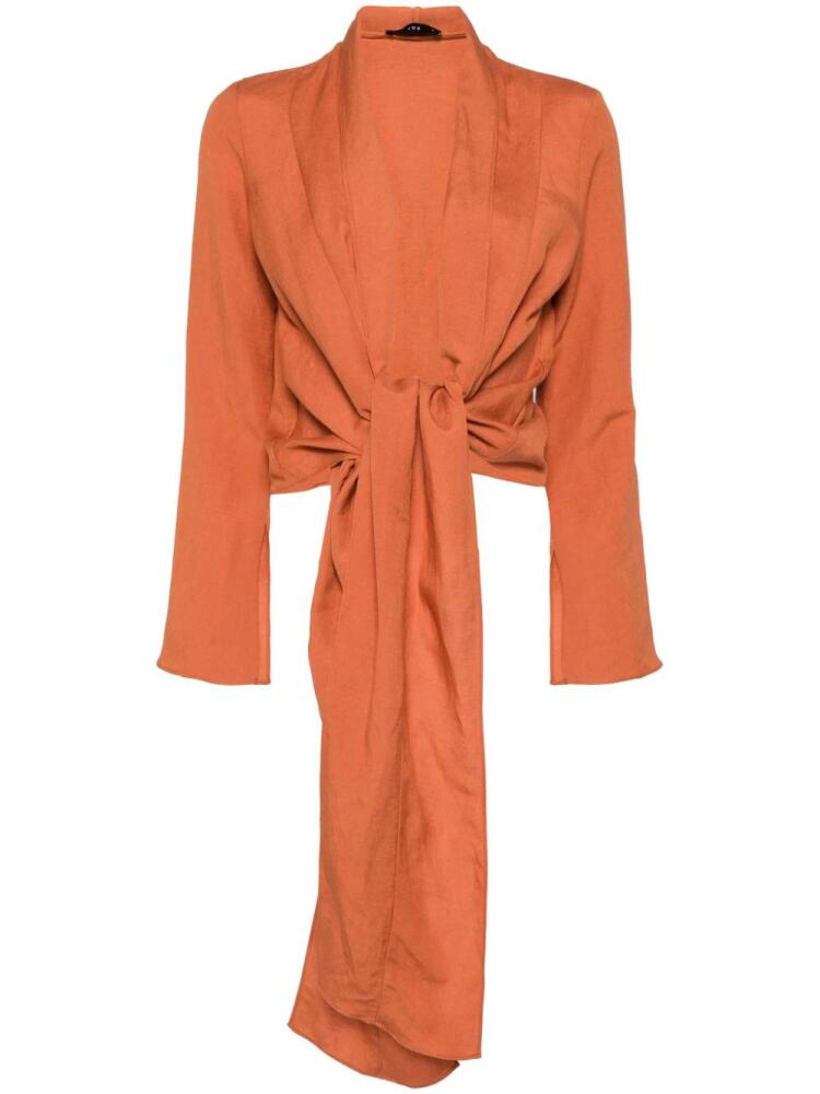 VOZ long-sleeved wrap-design blouse - Orange Cover