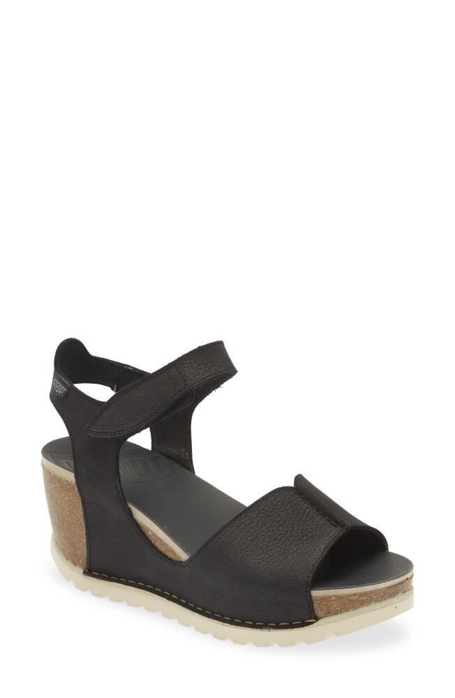 On Foot Leather Wedge Sandal in Black Leather Cover