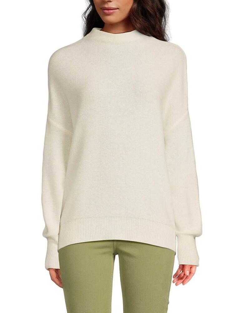 Saks Fifth Avenue Women's Drop Shoulder 100% Cashmere Sweater - Frost White Cover