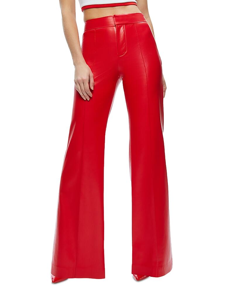 Alice and Olivia Dylan High Waist Wide Leg Pants in Bright Ruby Faux Leather Cover