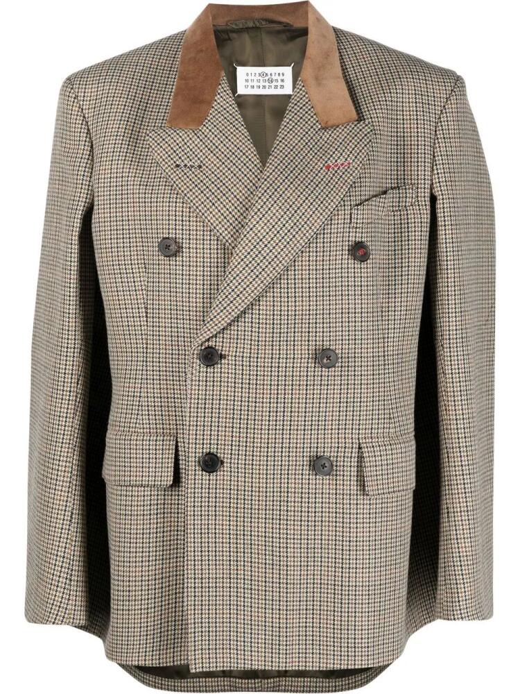 Maison Margiela houndstooth-pattern wool blazer - Neutrals Cover