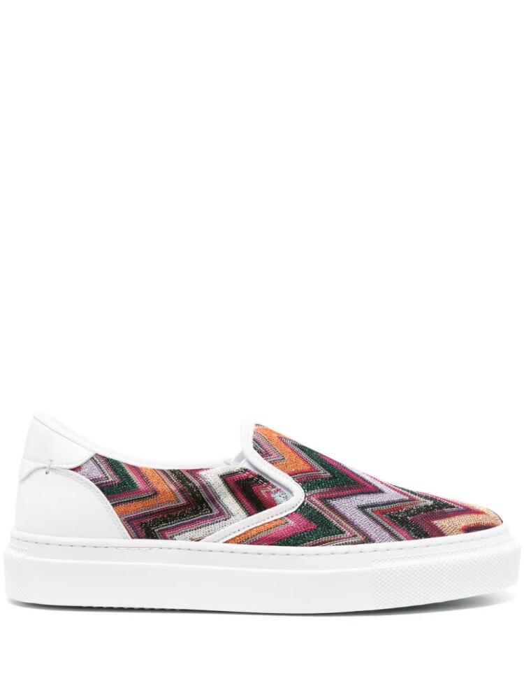 Missoni zigzag-pattern lurex-detail sneakers - White Cover