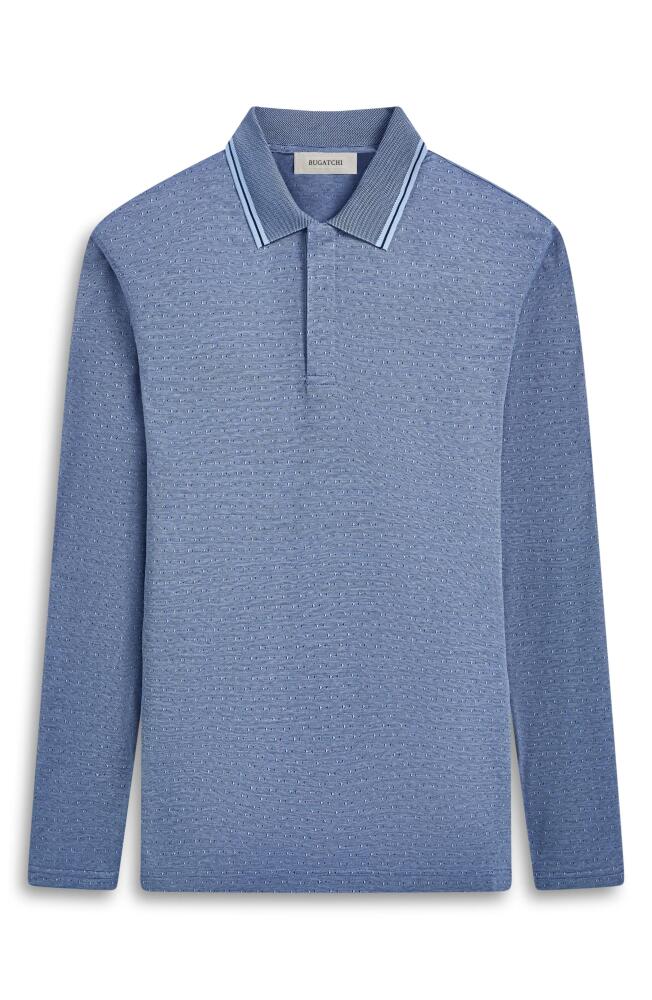 Bugatchi Jacquard Long Sleeve Polo in Air Blue Cover