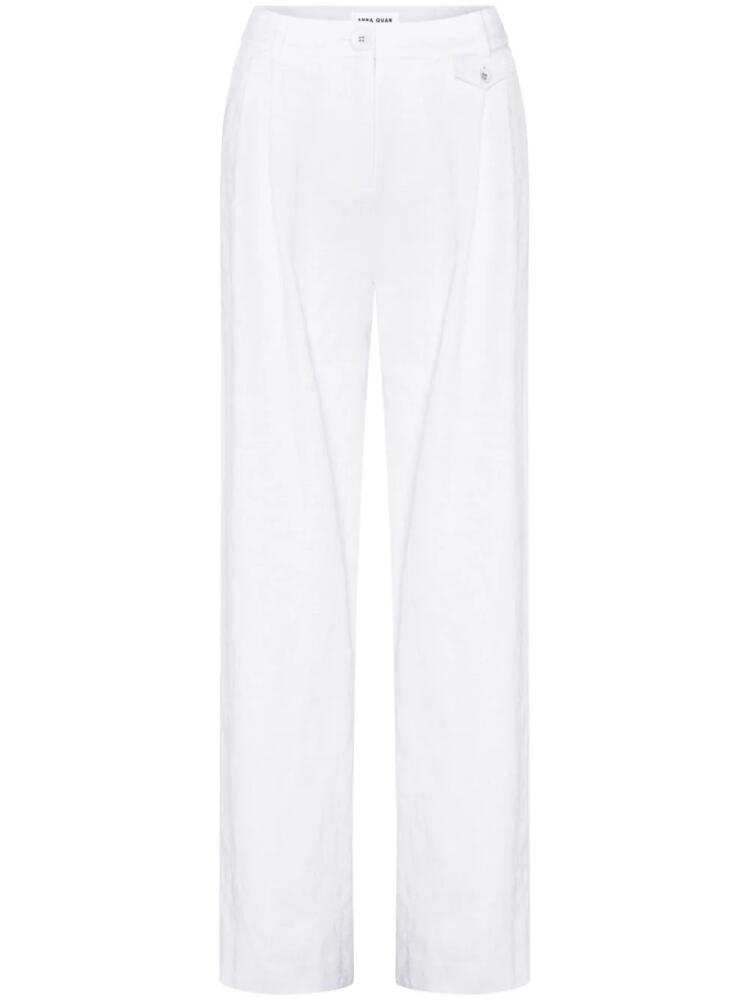 Anna Quan pleat detailing straight-legged trousers - White Cover