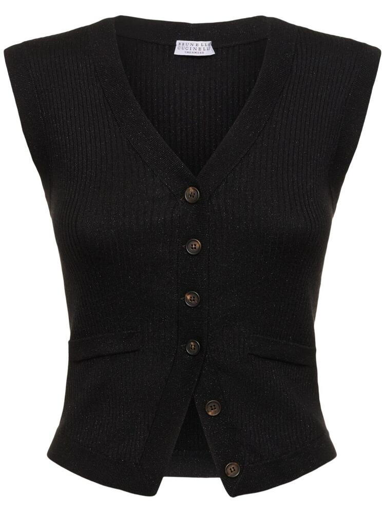 BRUNELLO CUCINELLI Rib Knit Cashmere Blend Vest Cover