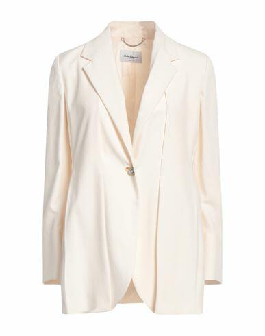 Ferragamo Woman Blazer Ivory Silk, Acetate Cover