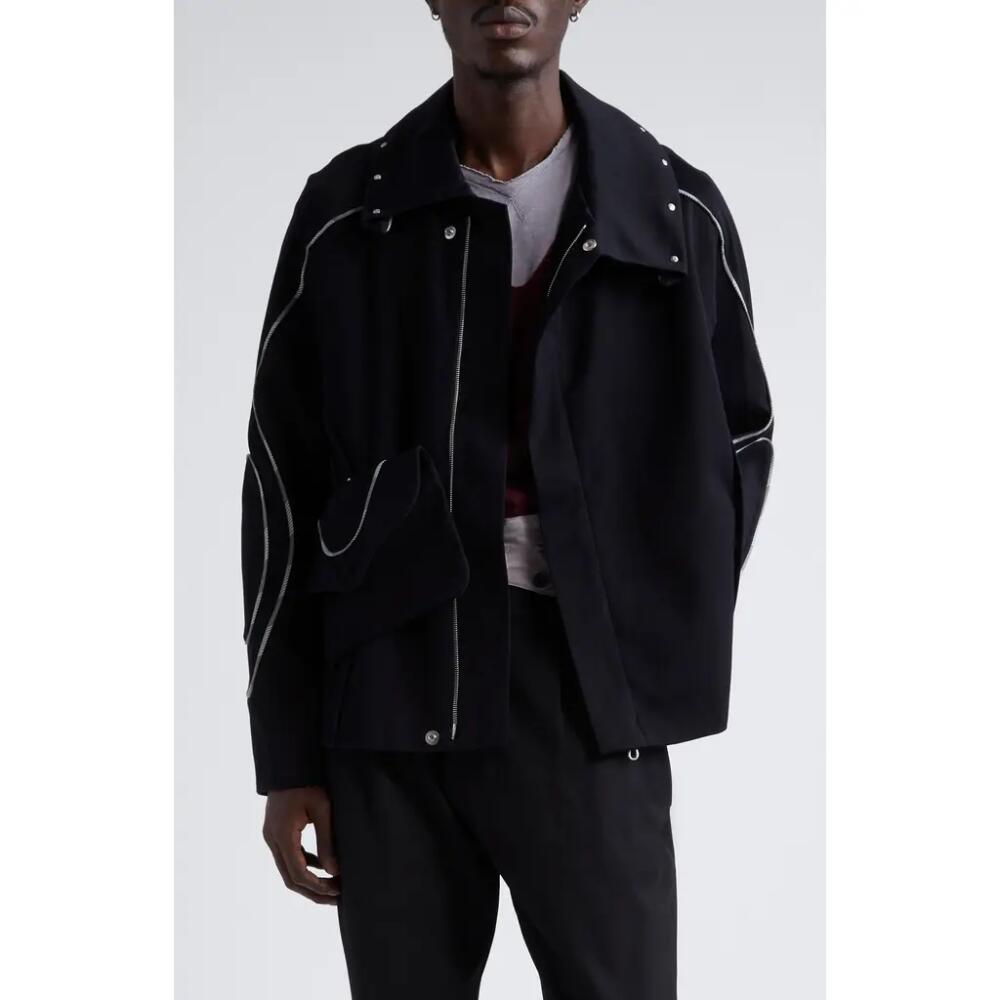 KIKO KOSTADINOV Chalice Cotton Twill Jacket with Bag in Raven Black Cover