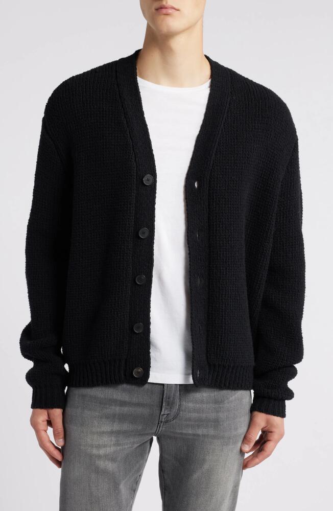 FRAME Rib Wool & Silk Cardigan in Black Cover