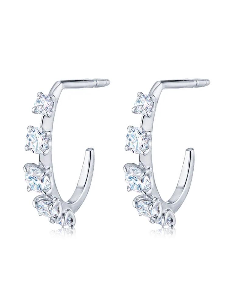 KWIAT 18kt white gold petite Starry Night diamond hoop earrings - Silver Cover