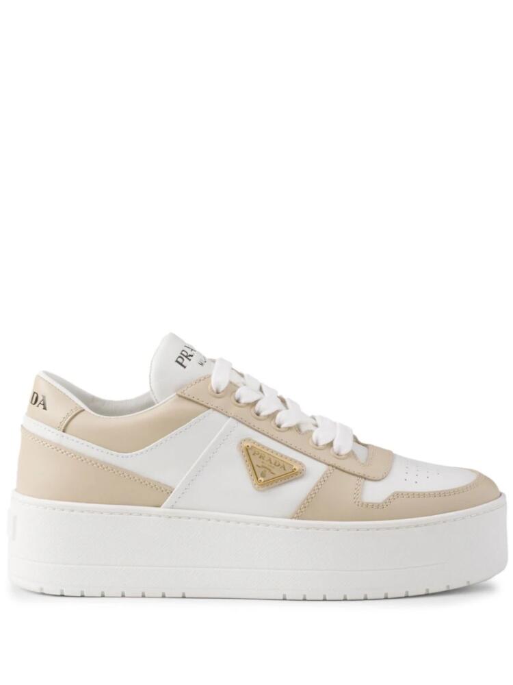 Prada Downtown Bold leather sneakers - Neutrals Cover