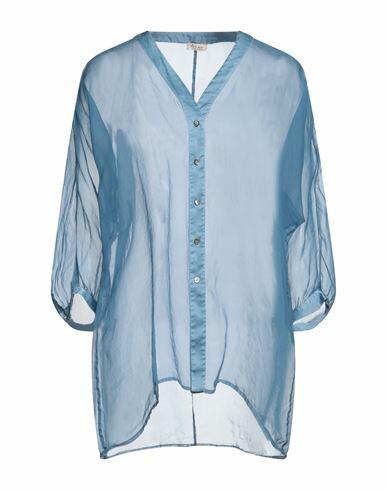 Her Shirt Her Dress Woman Shirt Pastel blue Silk Cover