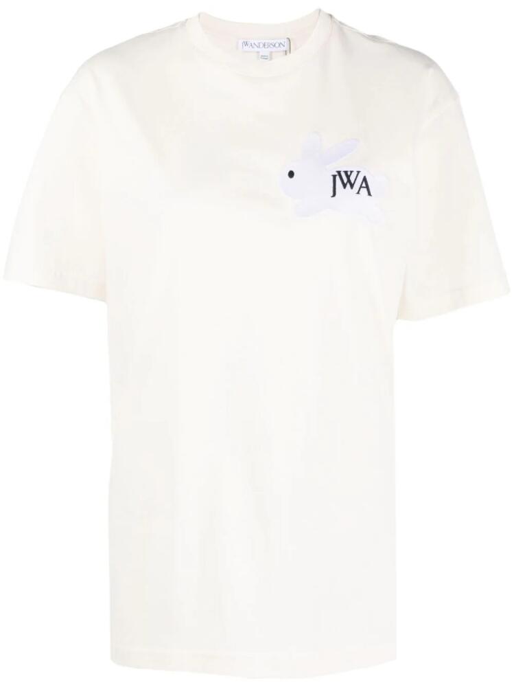 JW Anderson logo-embroidered cotton T-shirt - Neutrals Cover