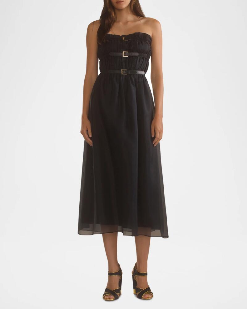 Cynthia Rowley Strapless Buckle-Embellished Midi Dress Cover