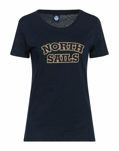 North Sails Woman T-shirt Midnight blue Cotton Cover