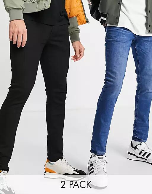 River Island 2 pack skinny jeans in black and blue Cover