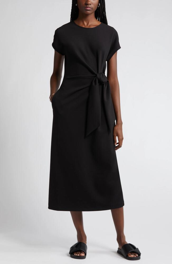 Nordstrom Tie Waist Midi Dress in Black Cover