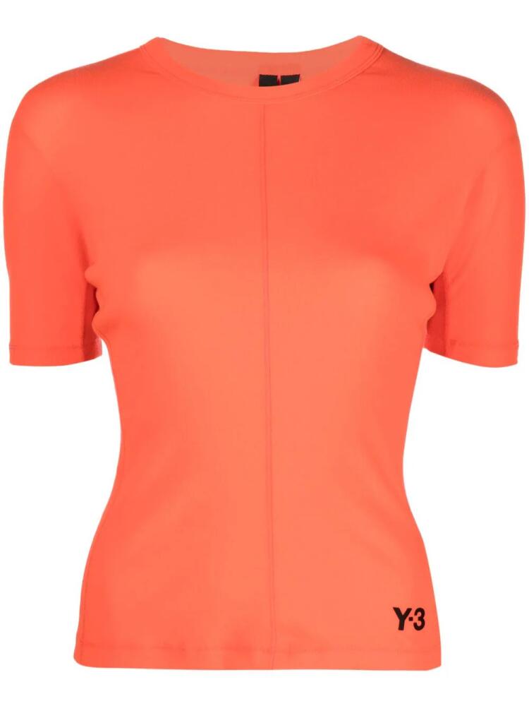 Y-3 logo-print organic cotton top - Orange Cover