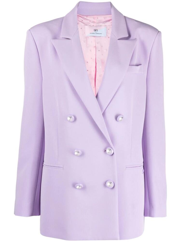 Chiara Ferragni crystal-embellished double-breasted blazer - Purple Cover