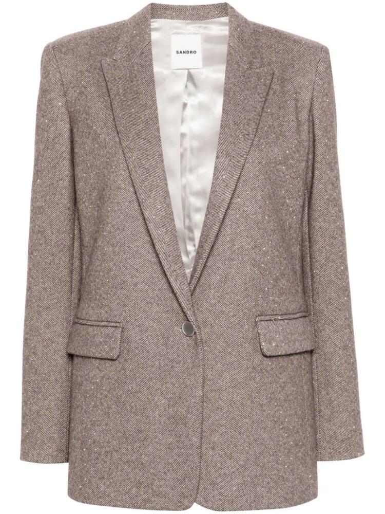 SANDRO rhinestone-embellished blazer - Neutrals Cover