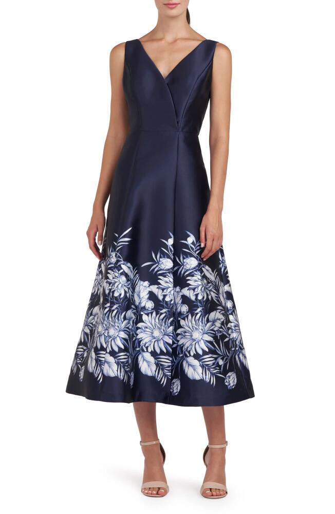 Kay Unger Hattie Floral A-Line Cocktail Dress in Dark Navy Cover