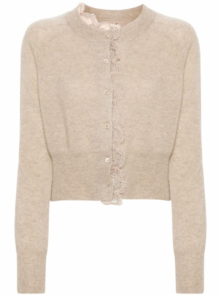 Ermanno Scervino lace-detail cashmere cardigan - Neutrals Cover