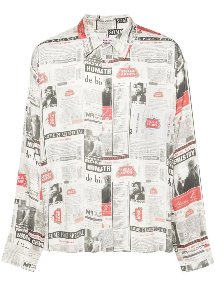 Martine Rose x Stella Artois newspaper-print shirt - Neutrals Cover