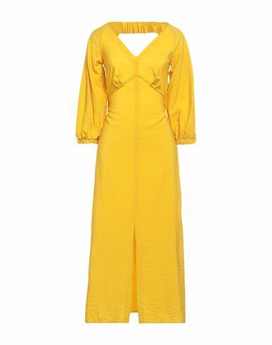 Closet Woman Midi dress Yellow Viscose, Polyester Cover