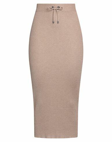 Brunello Cucinelli Woman Midi skirt Light brown Cashmere, Silk, Polyamide, Polyester Cover