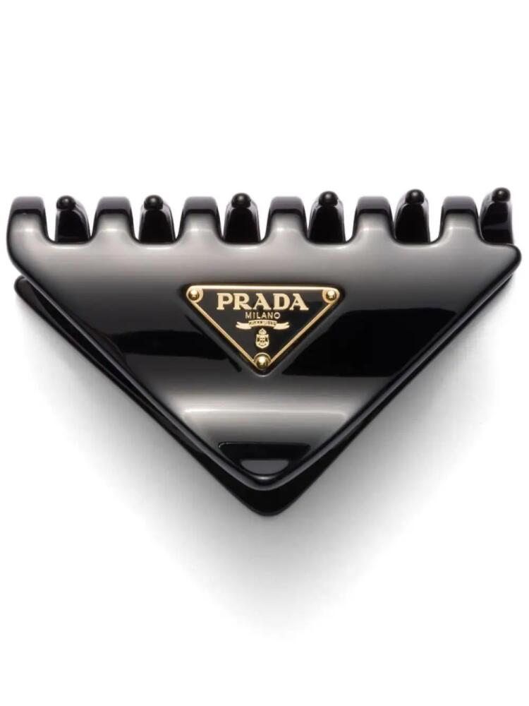 Prada logo-appliqué hair clip - Black Cover