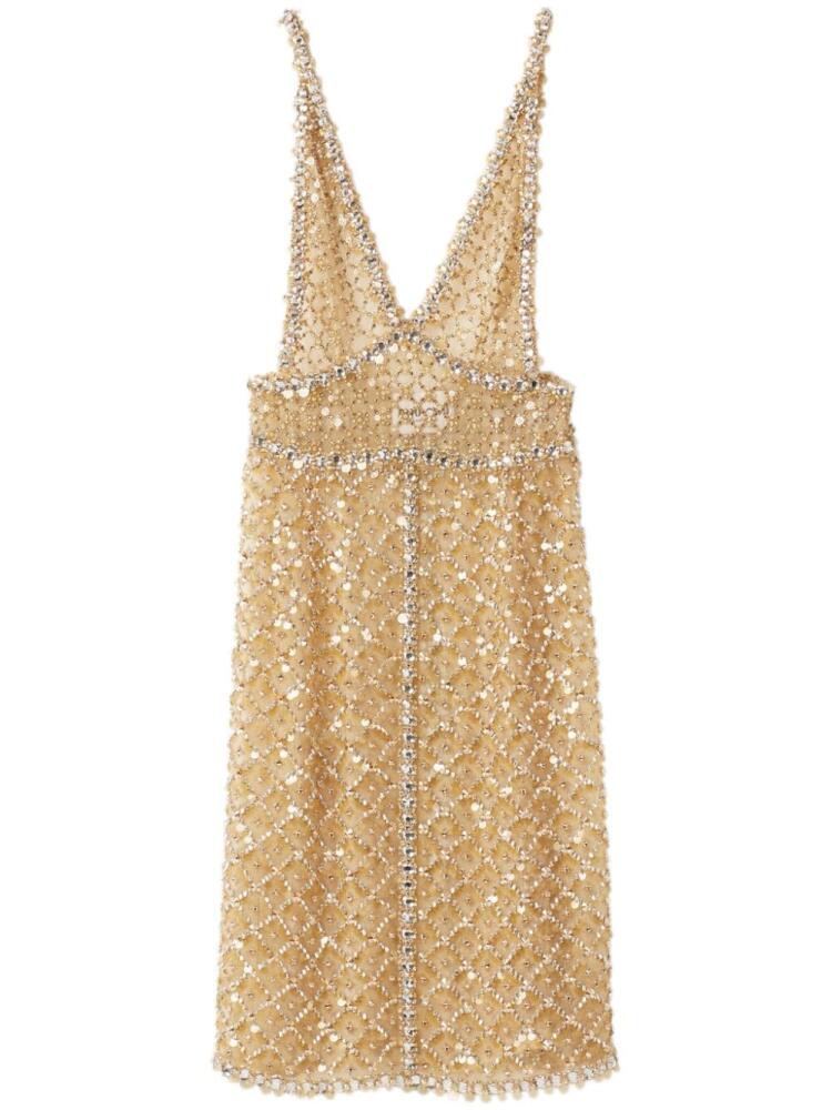 Miu Miu bead-embellished organza midi dress - Gold Cover