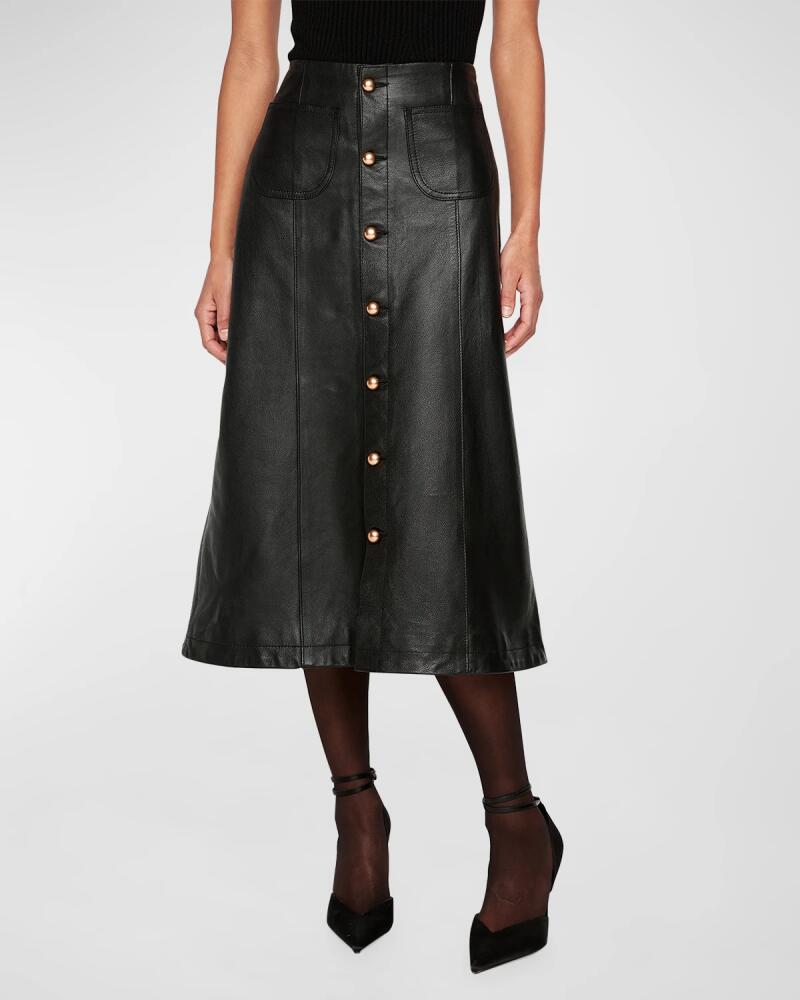 DL1961 Alma A-Line Leather Midi Skirt Cover