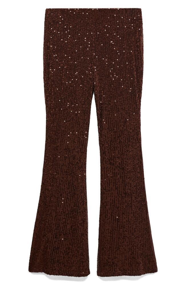 MANGO Sequin Flare Leg Pants in Cognac Cover