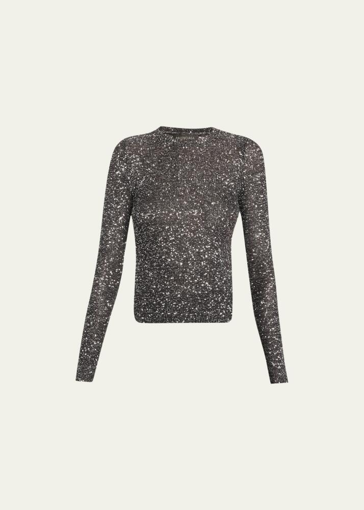 Balenciaga Embellished Fitted Crew-Neck Sweater Cover