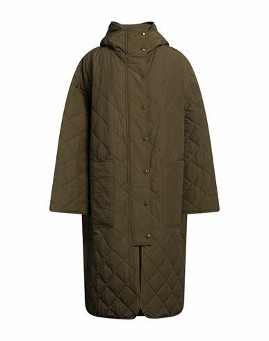 Palm Angels Woman Coat Military green Polyester, Cotton Cover