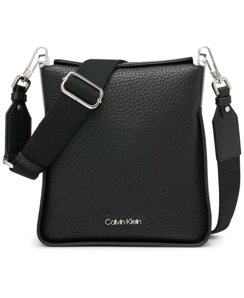 Calvin Klein Fay Small Adjustable Crossbody with Magnetic Top Closure - Black, Silver Cover