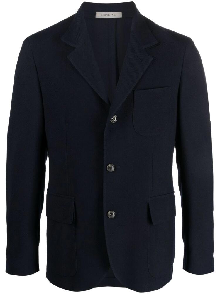 Corneliani single-breasted virgin-wool blazer - Blue Cover