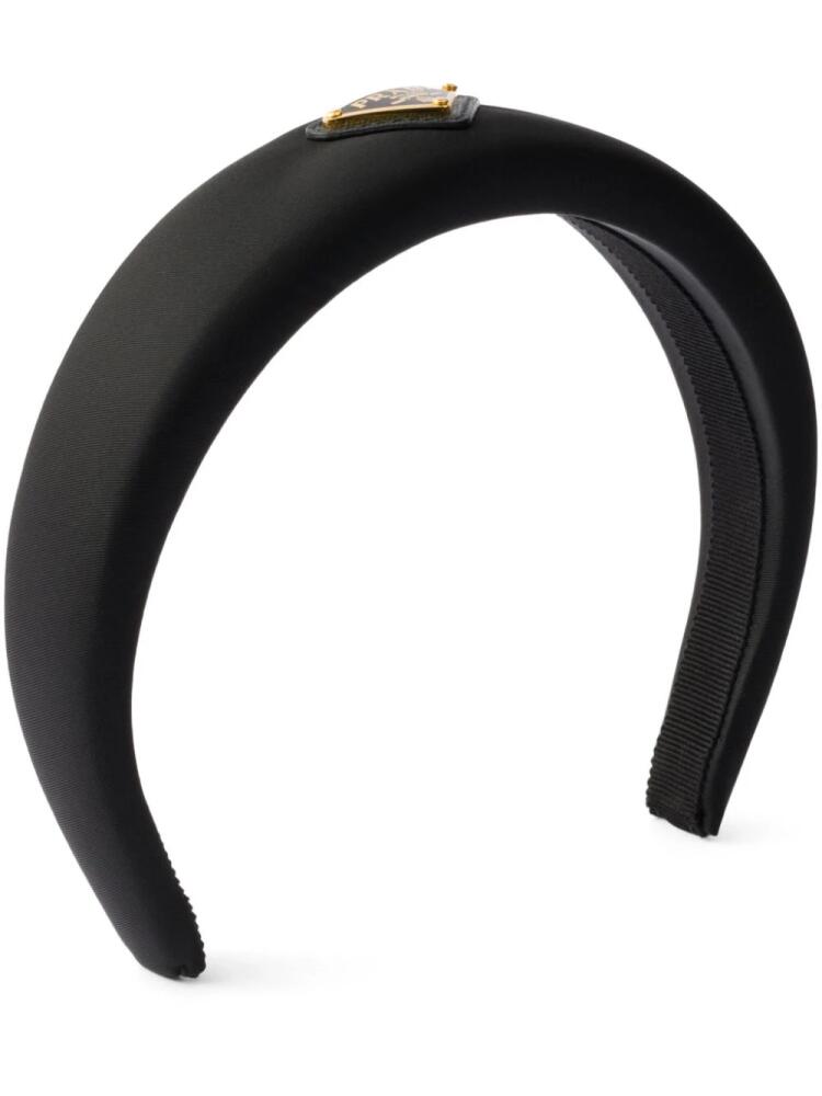 Prada logo-plaque re-nylon headband - Black Cover