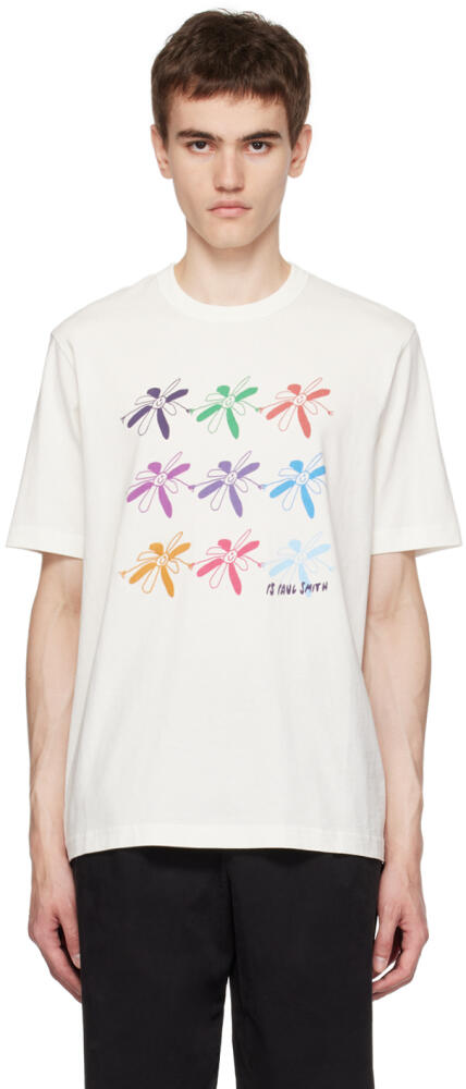 PS by Paul Smith White Flower Grid T-Shirt Cover