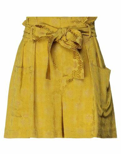 Red Valentino Woman Shorts & Bermuda Shorts Yellow Viscose, Metallic fiber, Elastane Cover