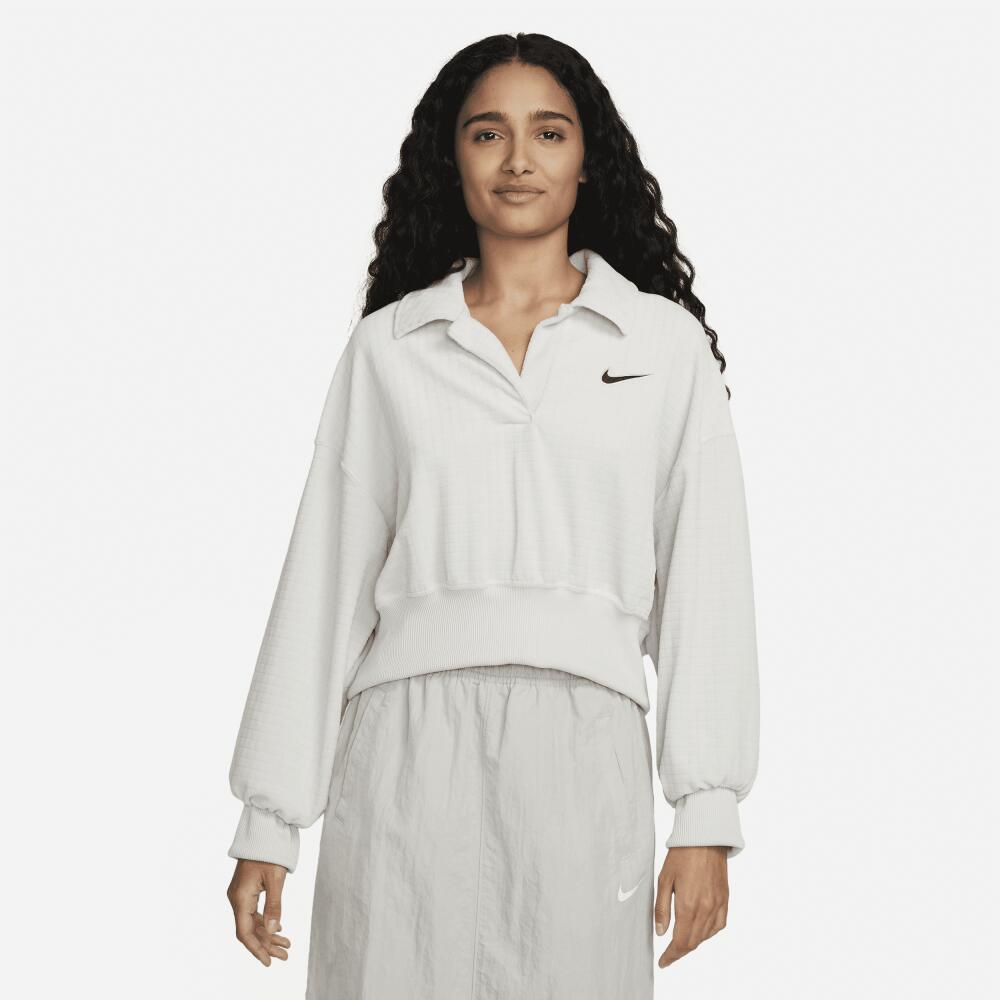 Women's Nike Sportswear Velour Polo in Grey Cover