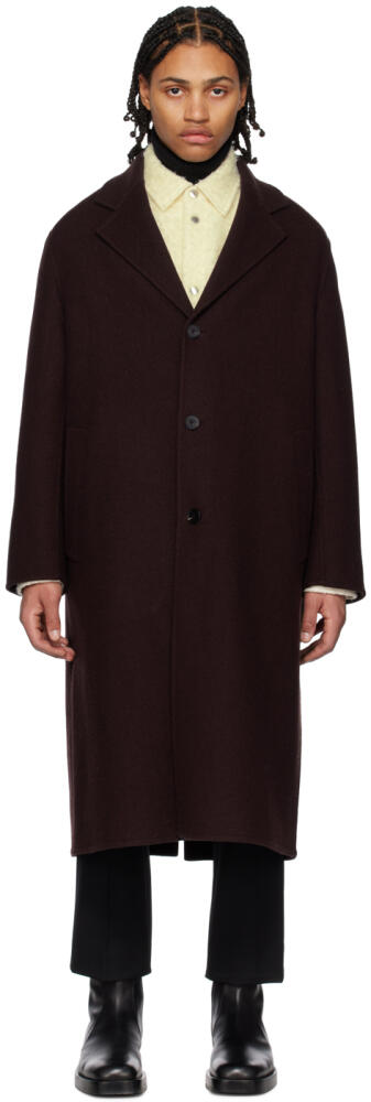 Jil Sander Burgundy Notched Lapel Coat Cover