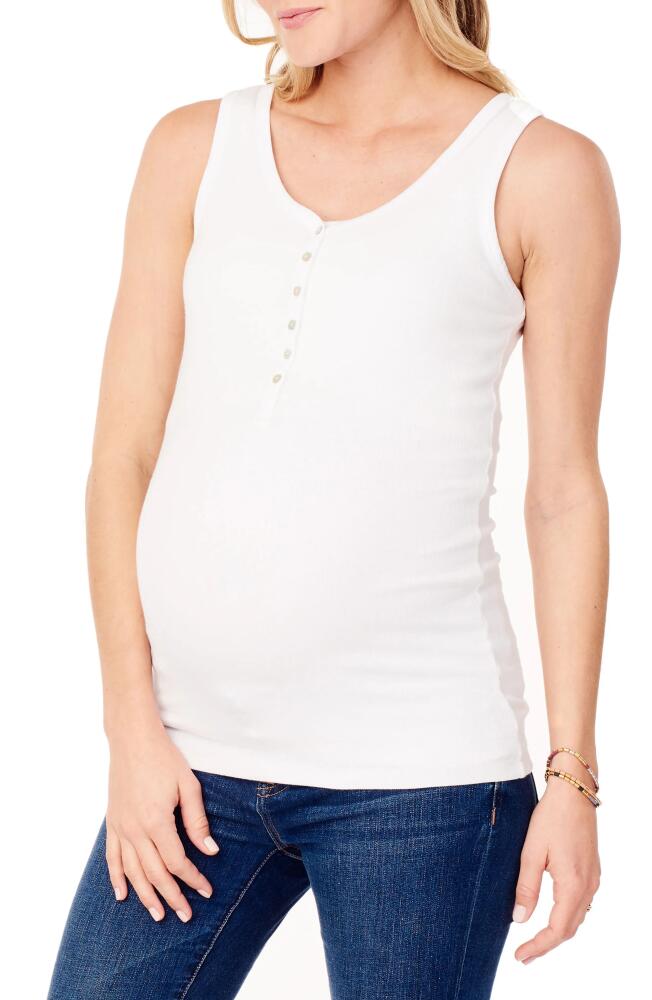 Ingrid & Isabel Ribbed Maternity/Nursing Henley Tank in White Cover