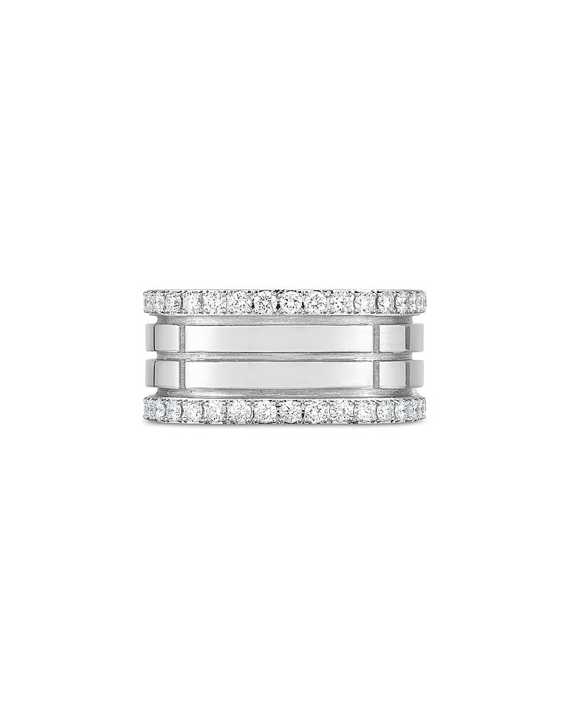 Roberto Coin 18K White Gold Portofino Diamond Border Four Row Ring Cover