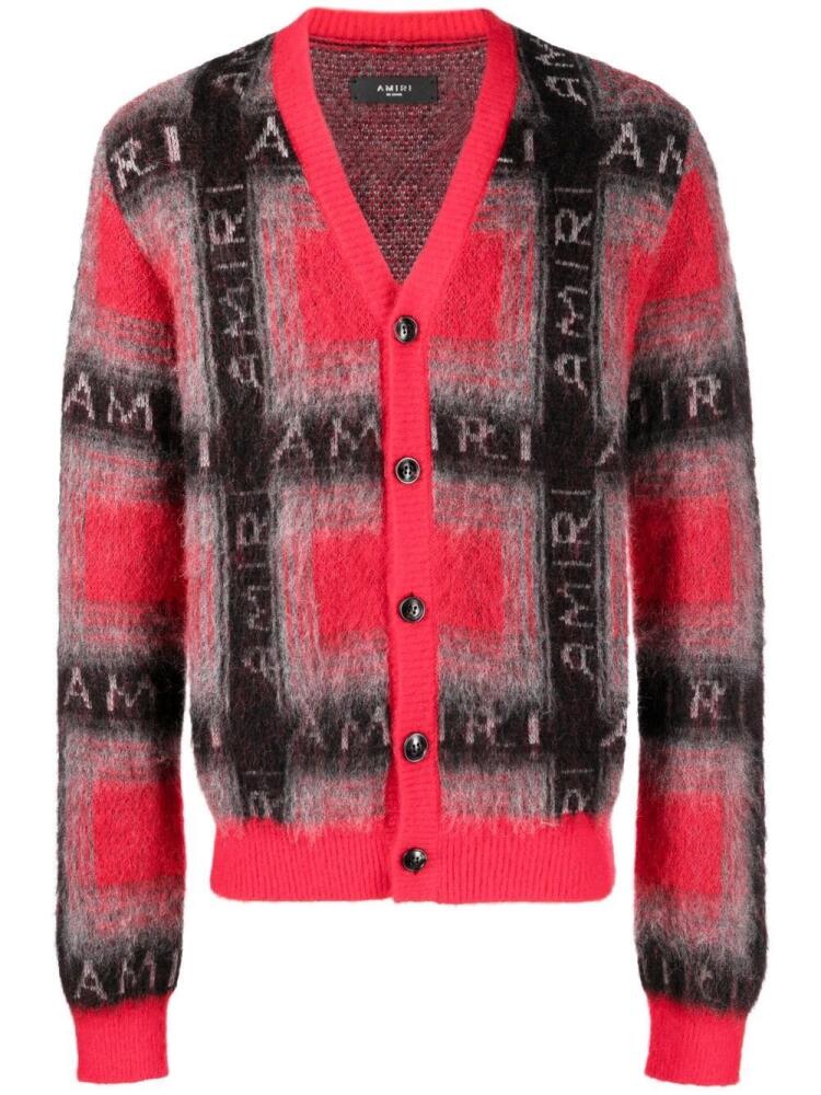 AMIRI logo plaid cardigan - Red Cover