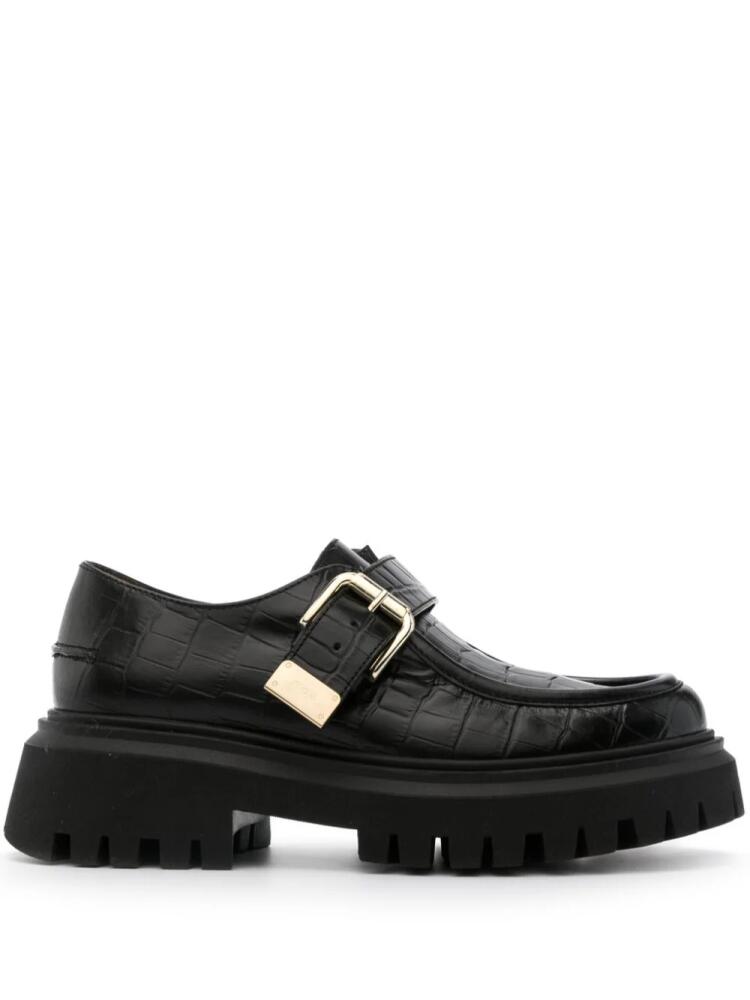 Maje crocodile-embossed loafers - Black Cover