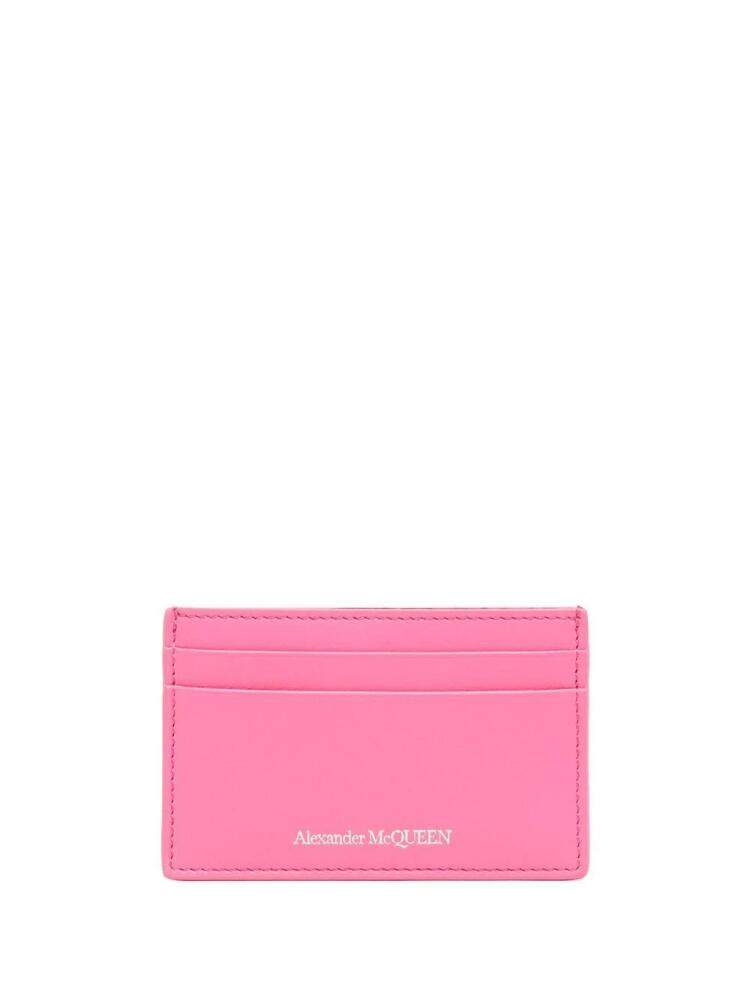 Alexander McQueen engraved-logo leather cardholder - Pink Cover